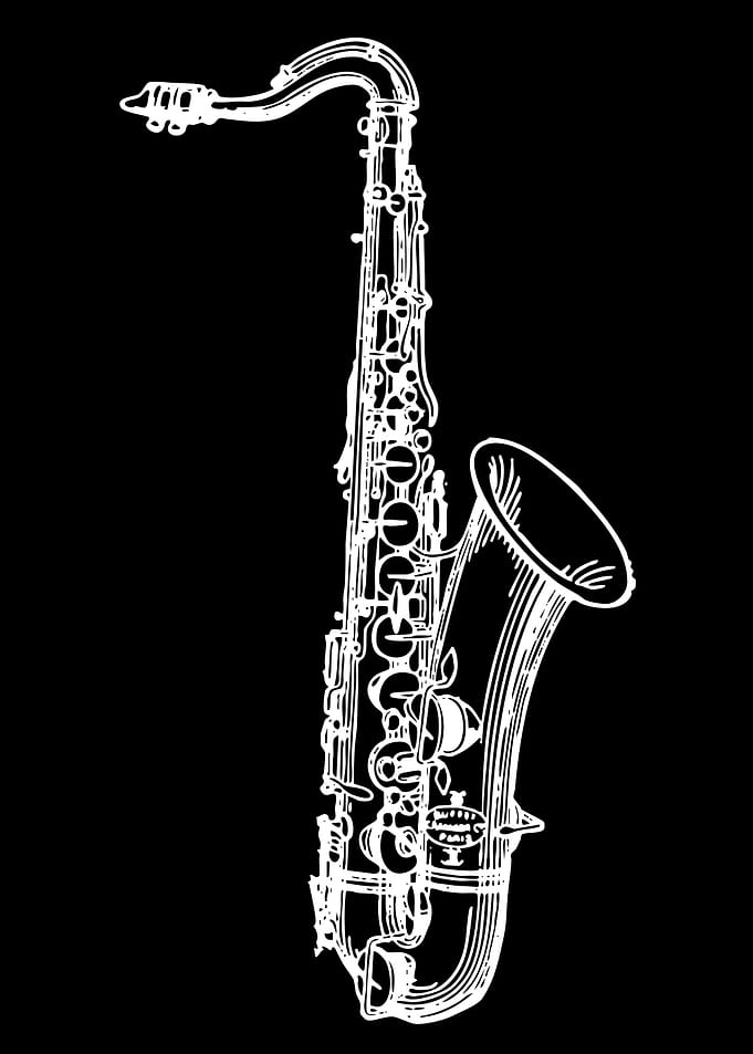 White Line Art Saxophone Illustration