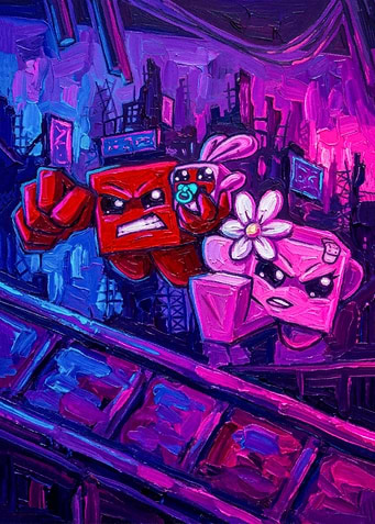 Super Meat Boy Oil Painting
