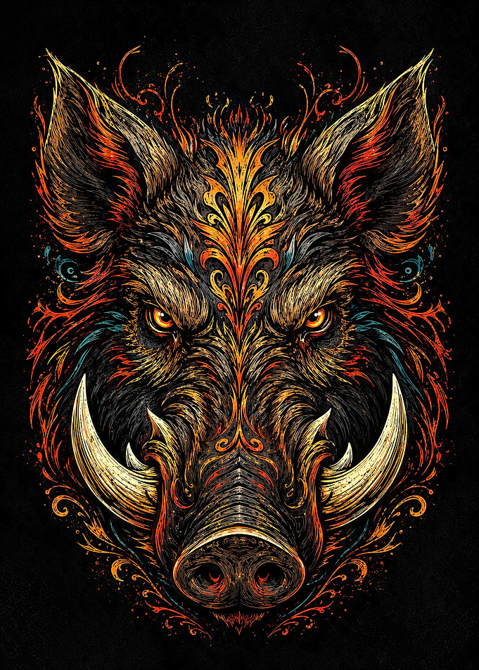 Ornate Wild Boar Portrait