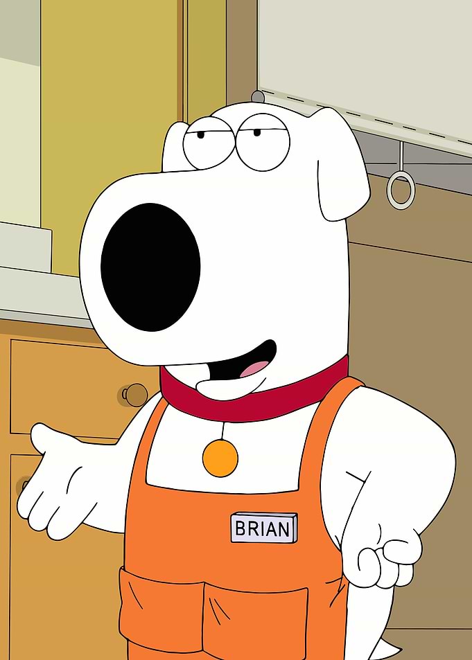 Brian Griffin Wearing an Orange Apron