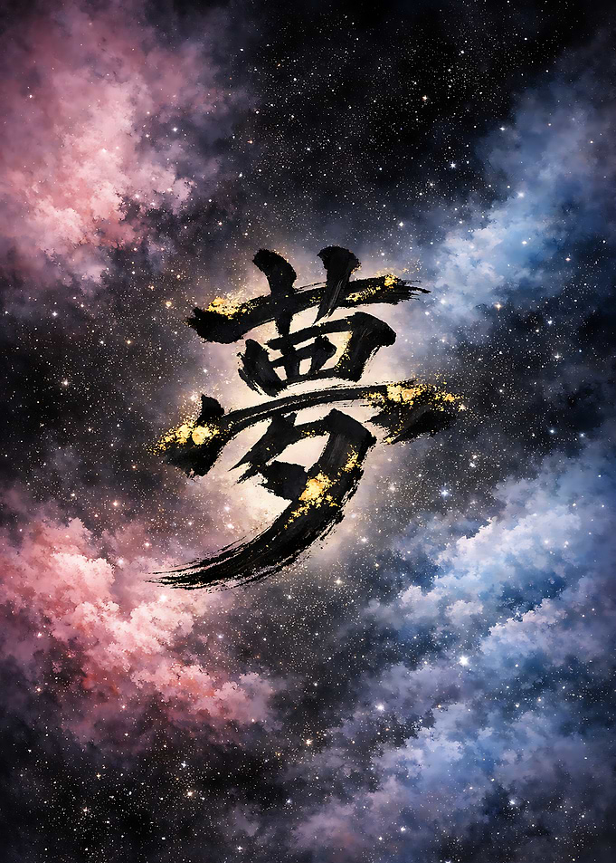 Dream Kanji in Cosmic Nebula