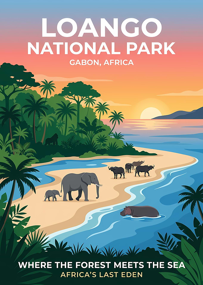 Loango National Park Travel Poster