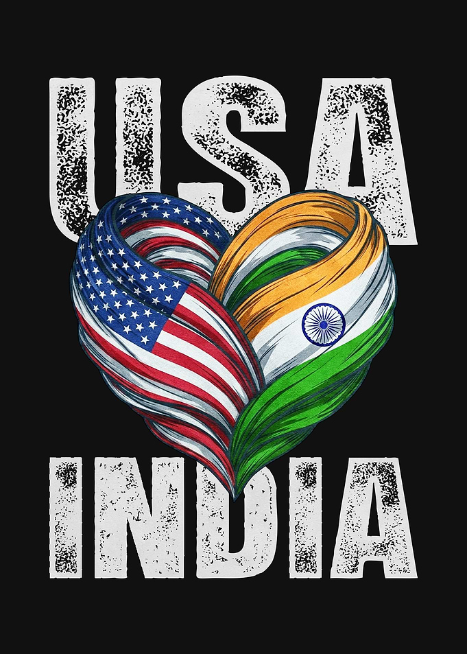 USA and India Heart Flag Design