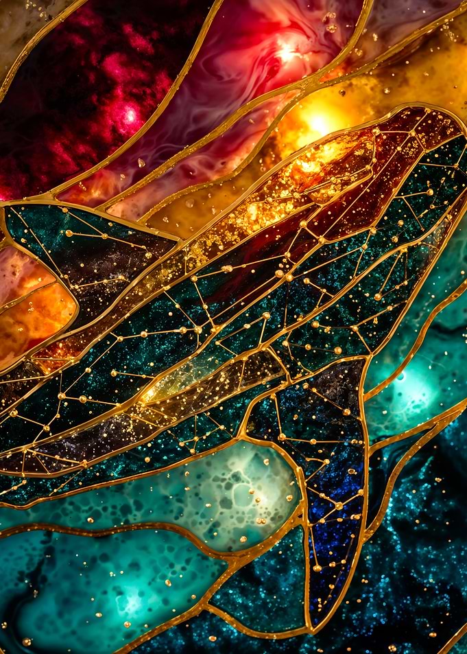 Cosmic humpback whale stained glass mosaic art