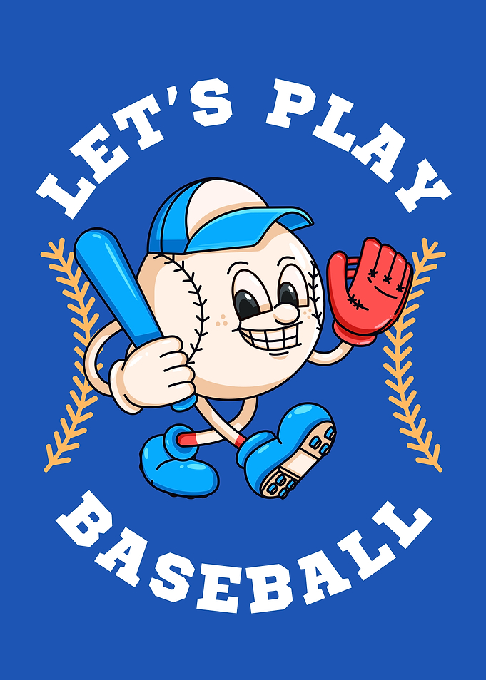 Retro Cartoon Baseball Character Illustration