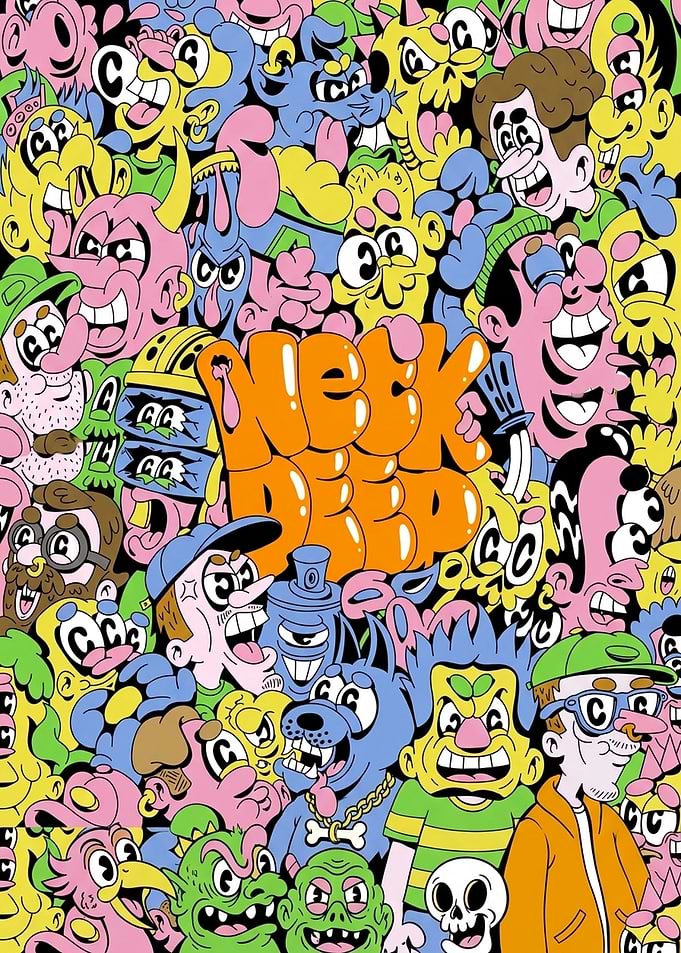 Neck Deep Cartoon Character Collage