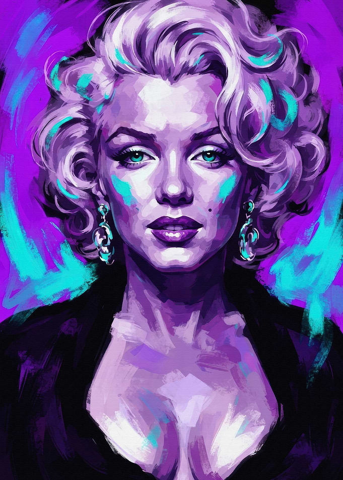 Vibrant Purple Marilyn Monroe Portrait