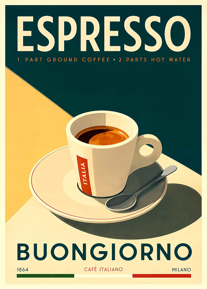 Vintage Italian Espresso Coffee Poster