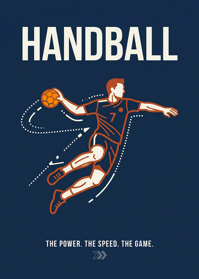 Minimalist Handball Player Action Poster