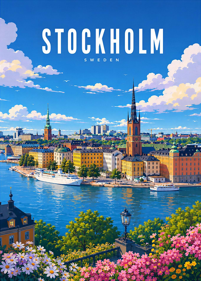 Stockholm Sweden Travel Poster