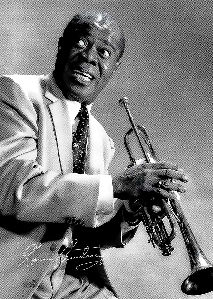 Louis Armstrong Playing His Trumpet