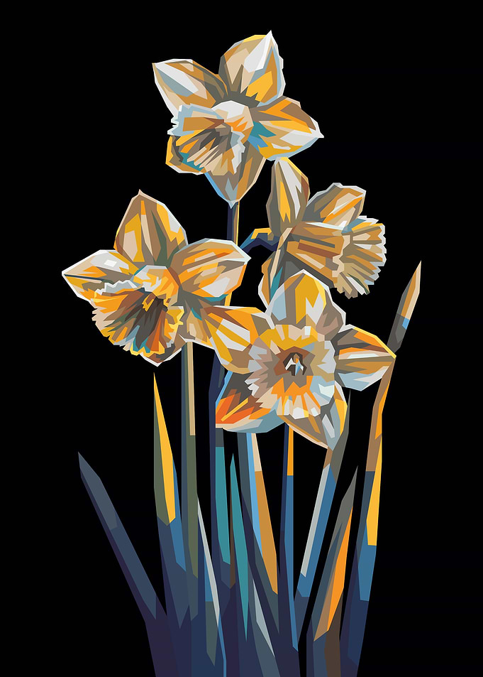 Colorful illustration of a daffodil