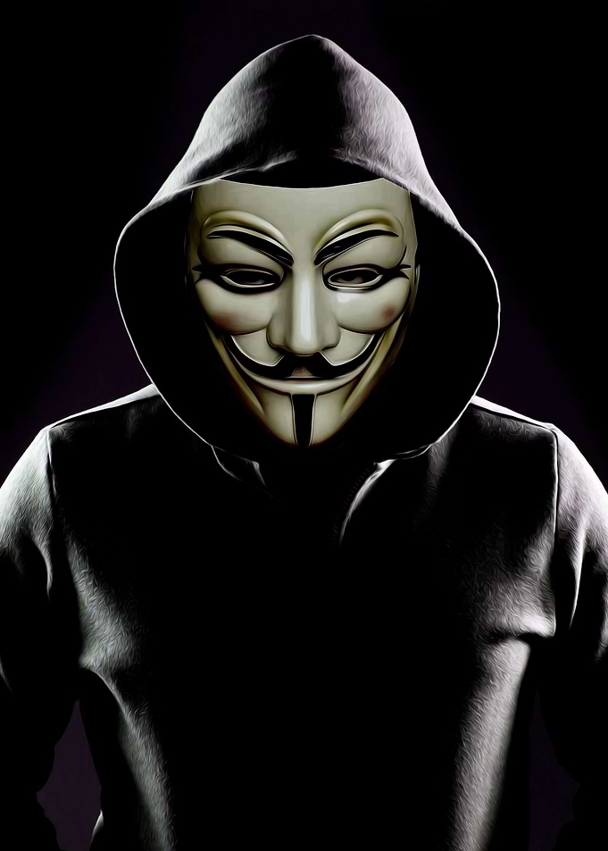 Guy Fawkes Mask in Black Hoodie