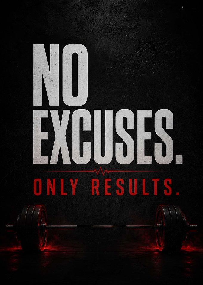No Excuses Only Results Gym Poster