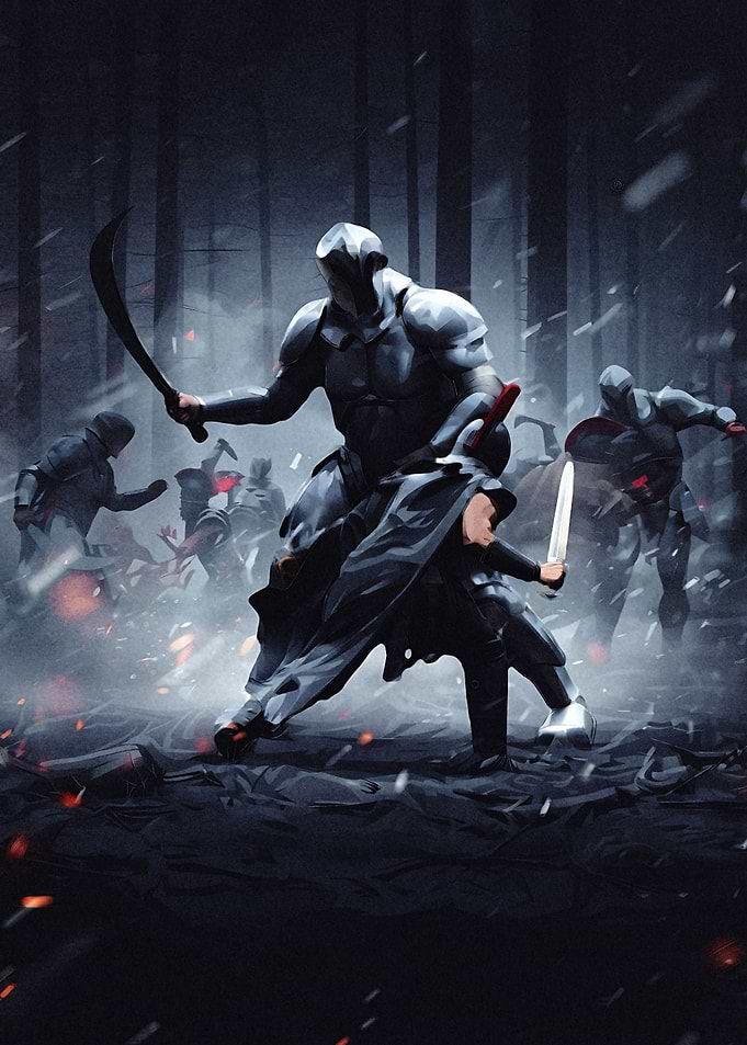 Dark Fantasy Knight Battle Scene