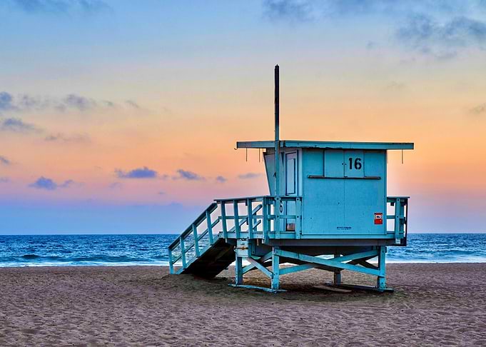 Lifeguard Tower 16 at Sunset