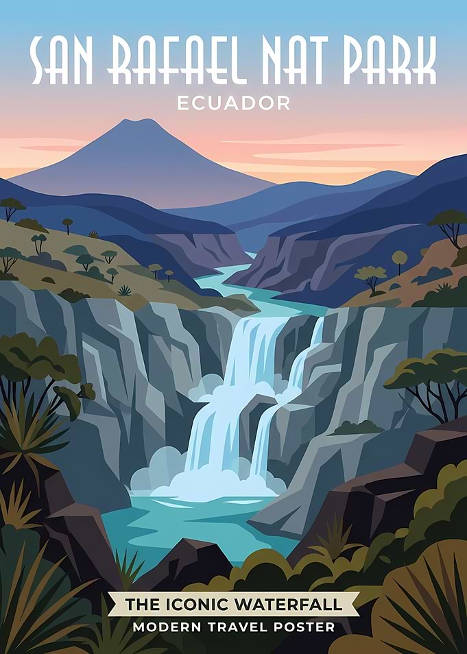 San Rafael Waterfall Travel Poster