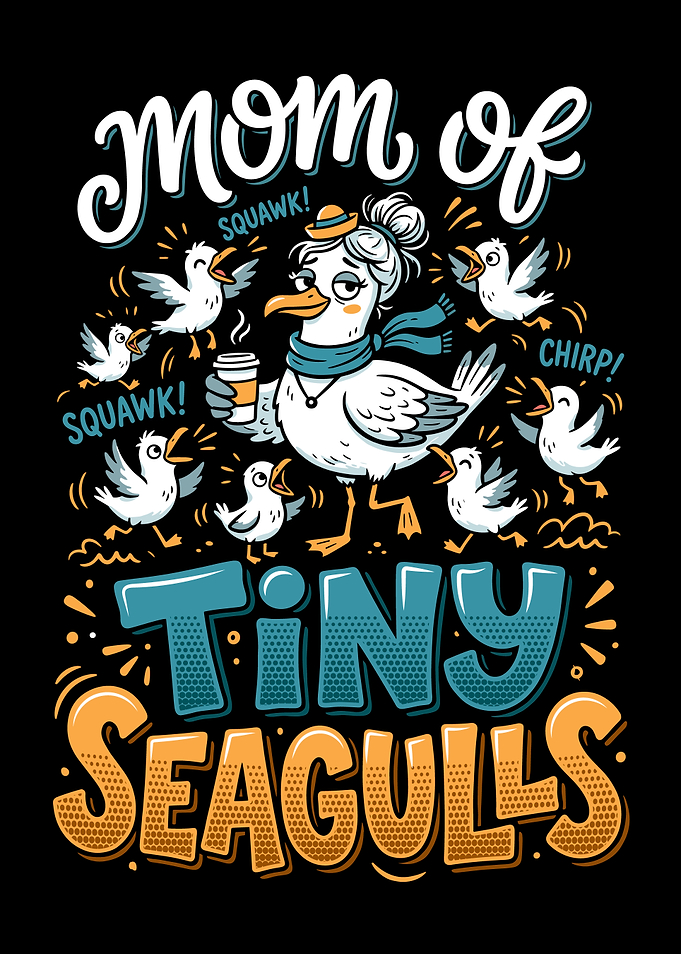 Mom of Tiny Seagulls Illustration