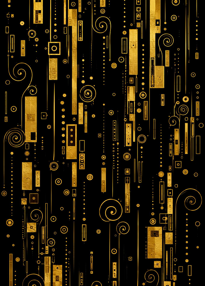 Gold and Black Abstract Geometric Pattern - Inspired by Klimt