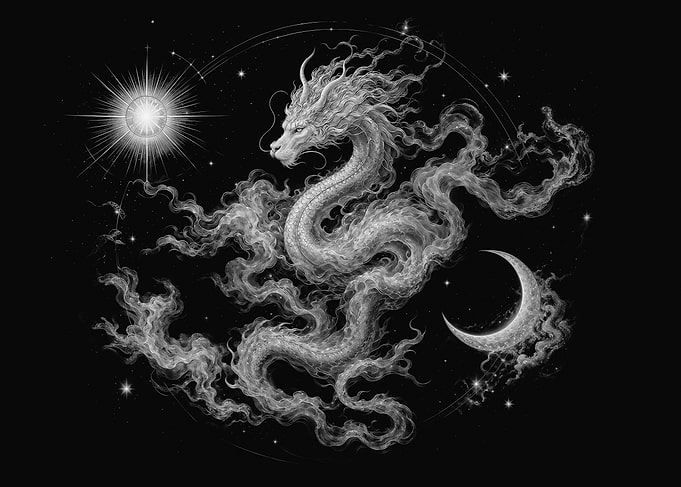 Ethereal Celestial Dragon in Night Sky