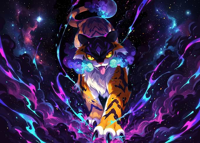 Cosmic Tiger with Neon Energy