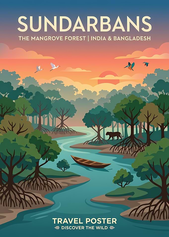 Sundarbans Mangrove Forest Travel Poster