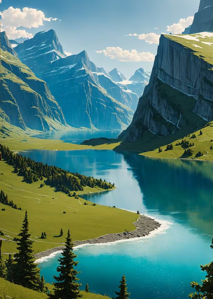 Majestic Alpine Lake and Mountains Landscape