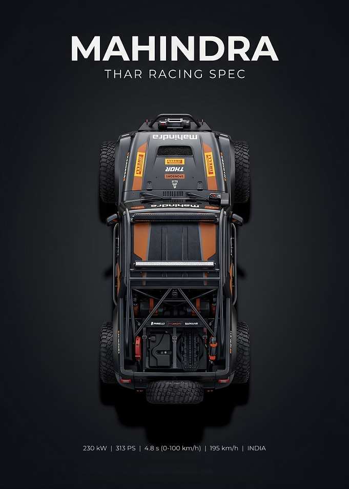 Mahindra Thar Racing Spec Top View