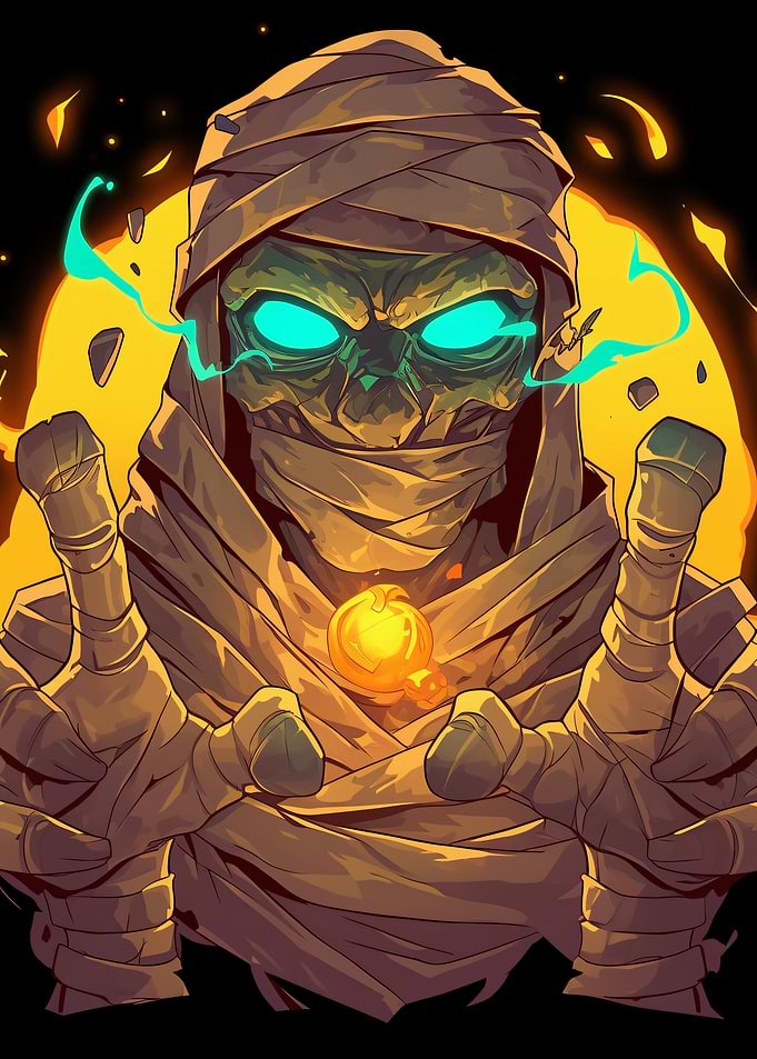 Glowing Eyed Mummy Fantasy Illustration