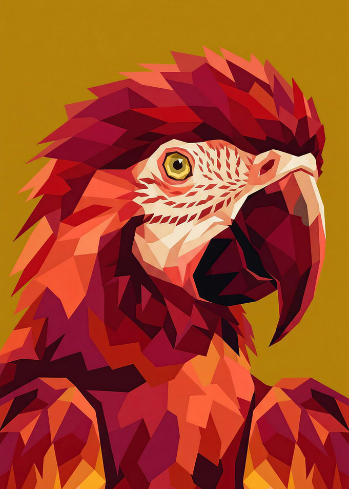 Geometric Low Poly Macaw Portrait