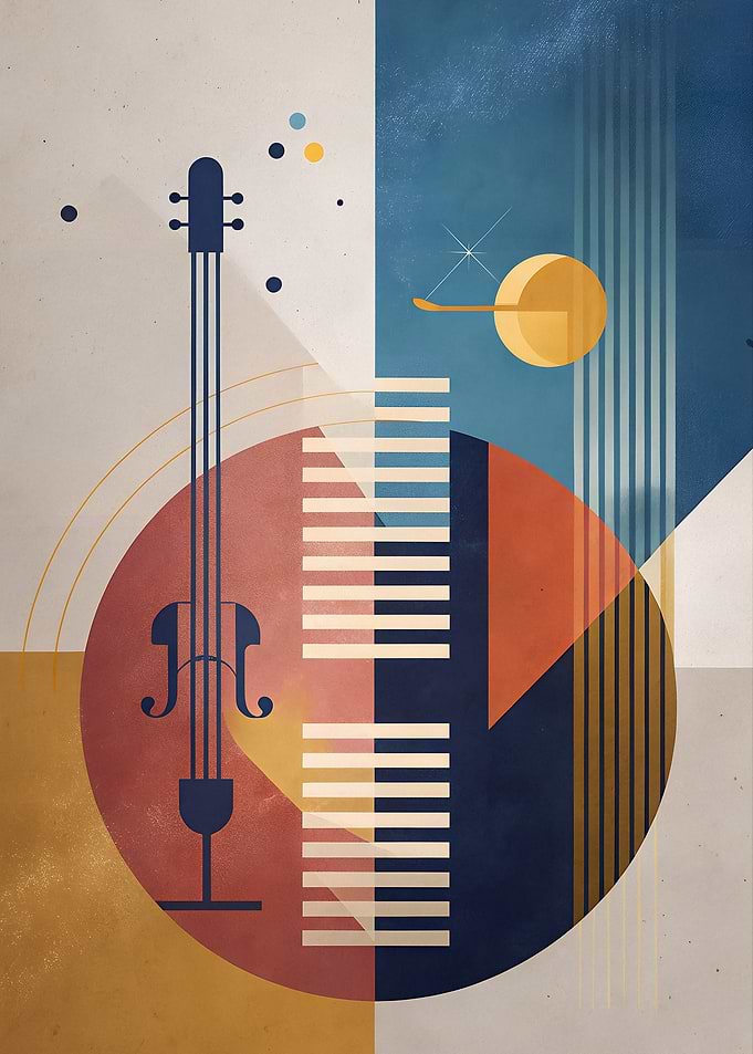 Abstract Jazz Geometric Violin Music Art