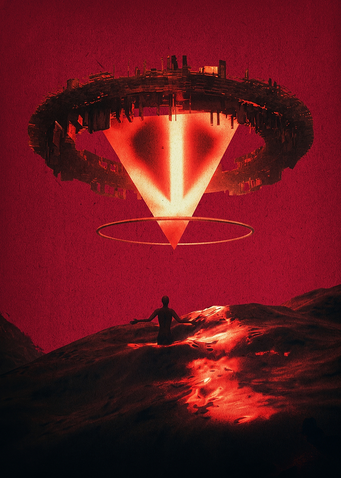 Surreal Red Alien Landscape