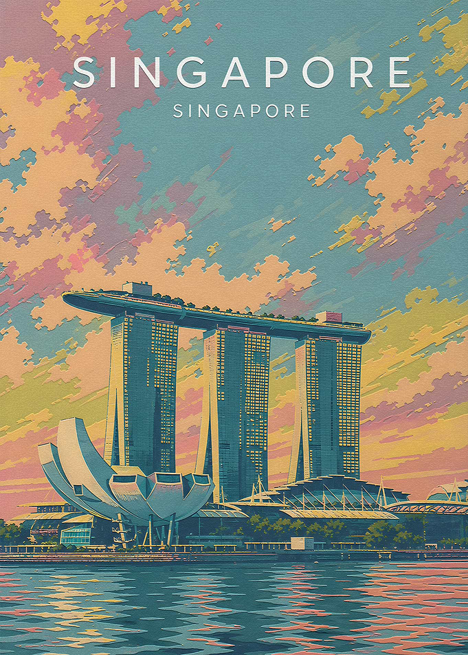 Singapore Marina Bay Sands Travel Poster
