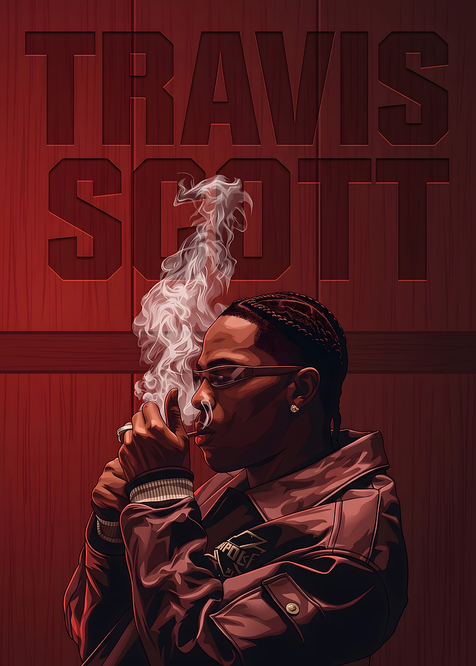 Travis Scott Digital Portrait Poster