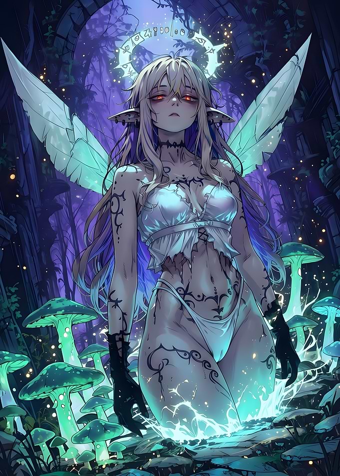 Ethereal Fairy in Glowing Mushroom Forest