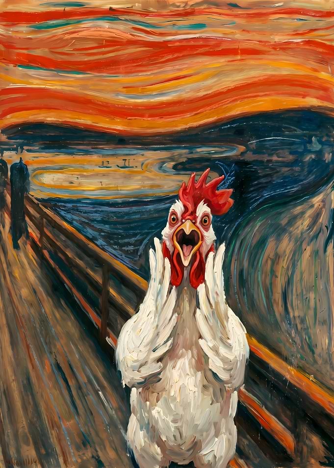 The Scream Chicken Parody Painting