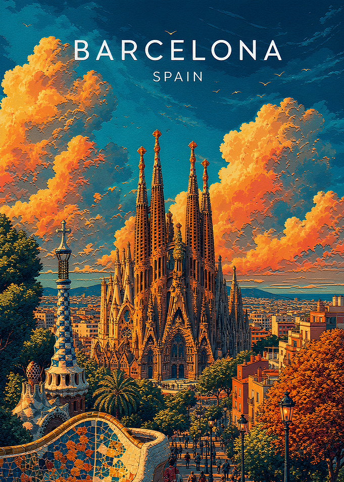 Barcelona Sagrada Familia Travel Poster