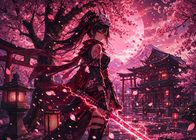Anime Warrior with Glowing Katana