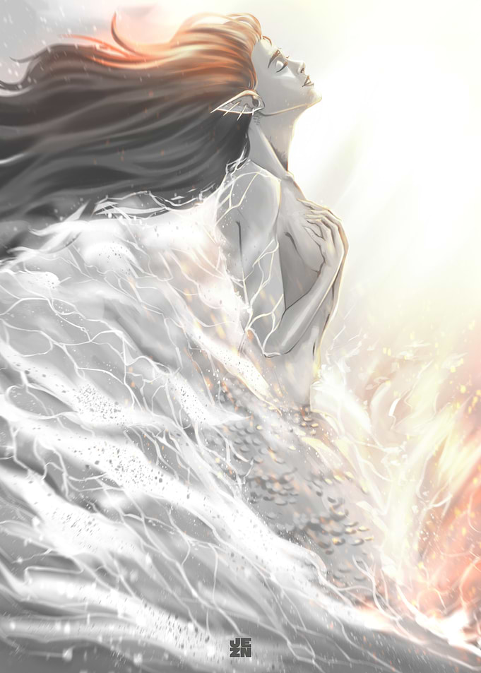 Ethereal Mermaid Rising from Water