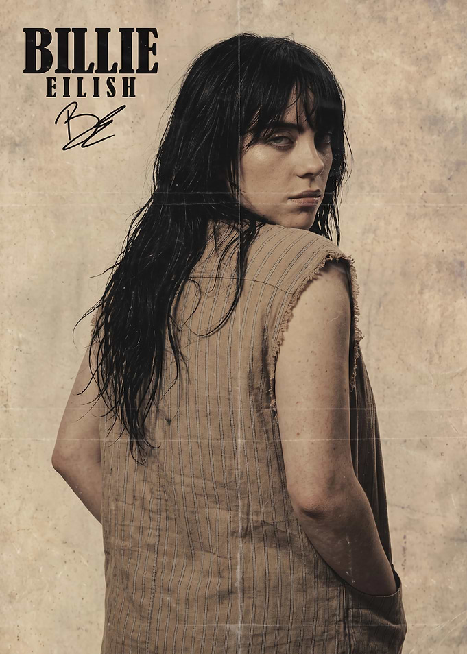 Billie Eilish Vintage Style Portrait Poster