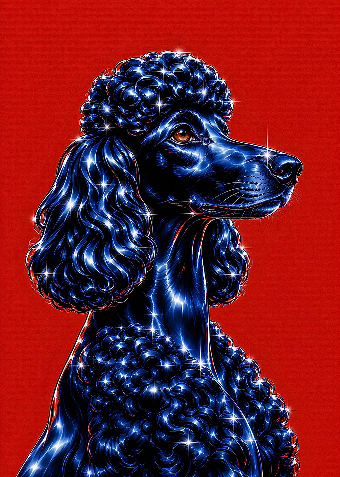 Sparkling Black Poodle Portrait