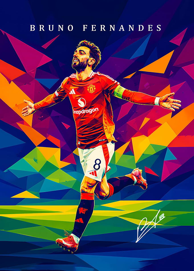 Bruno Fernandes Geometric Pop Art Poster