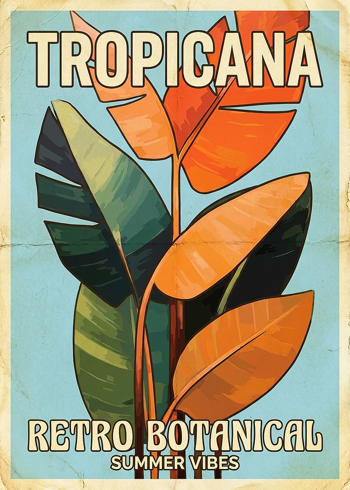 Tropicana Retro Botanical Summer Poster