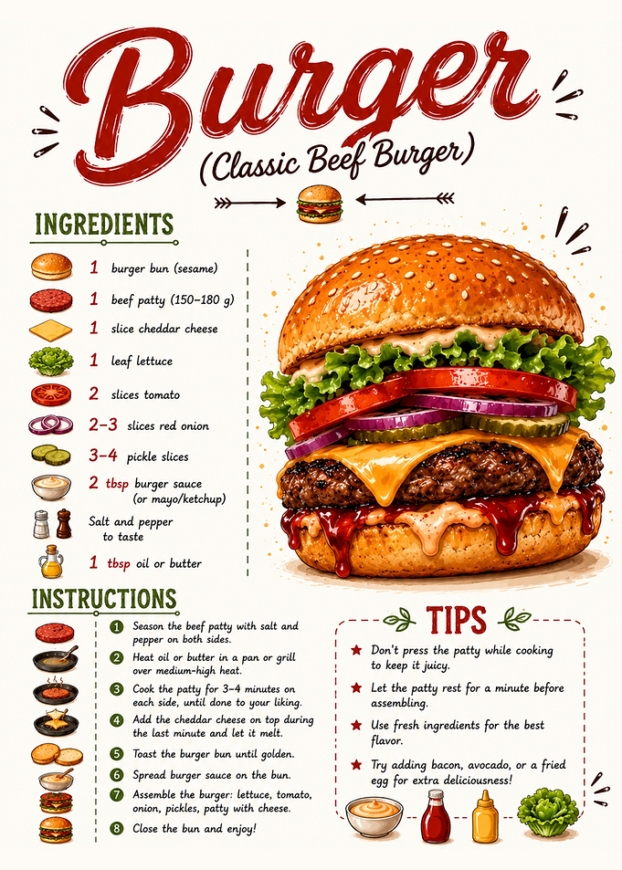 Classic Beef Burger Recipe Infographic