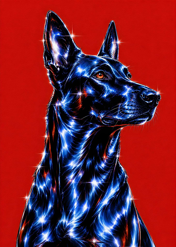 Sparkling Blue Doberman Portrait