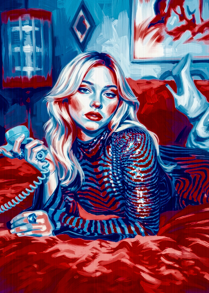 Pop Art Portrait of Blonde Woman