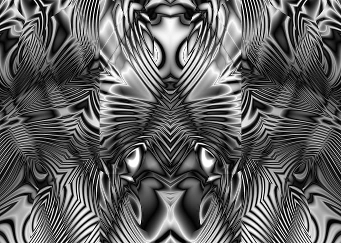 Psychedelic Monochrome Alien Fractal Pattern Digital Abstract Art