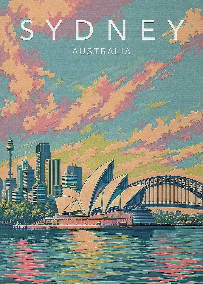 Sydney Australia Travel Poster Art