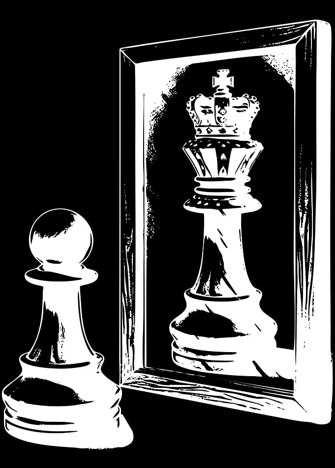 Chess Pawn Seeing King Reflection
