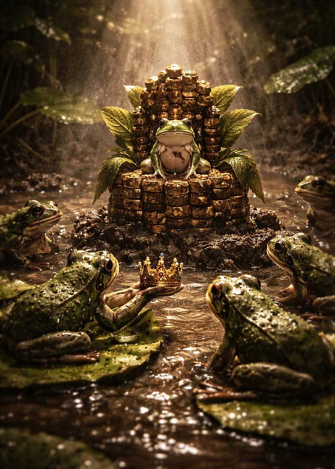Frog King on Golden Throne